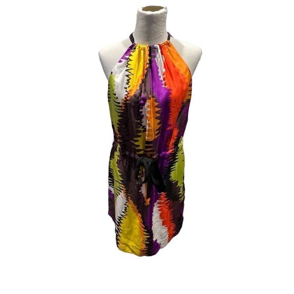 Trina Turk NWT Wavelengths Print Silk Halter Neck Dress size 6 - Picture 1 of 9